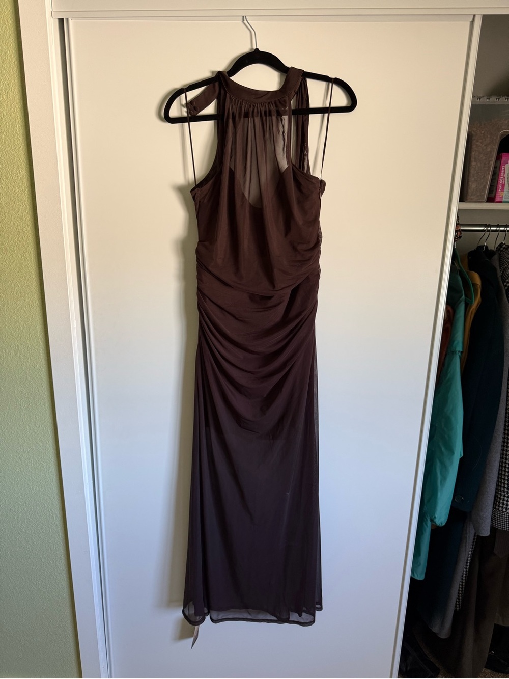 Abercrombie & Fitch Brown Sheer Halter Maxi Dress size L NWT - Picture 2 of 6